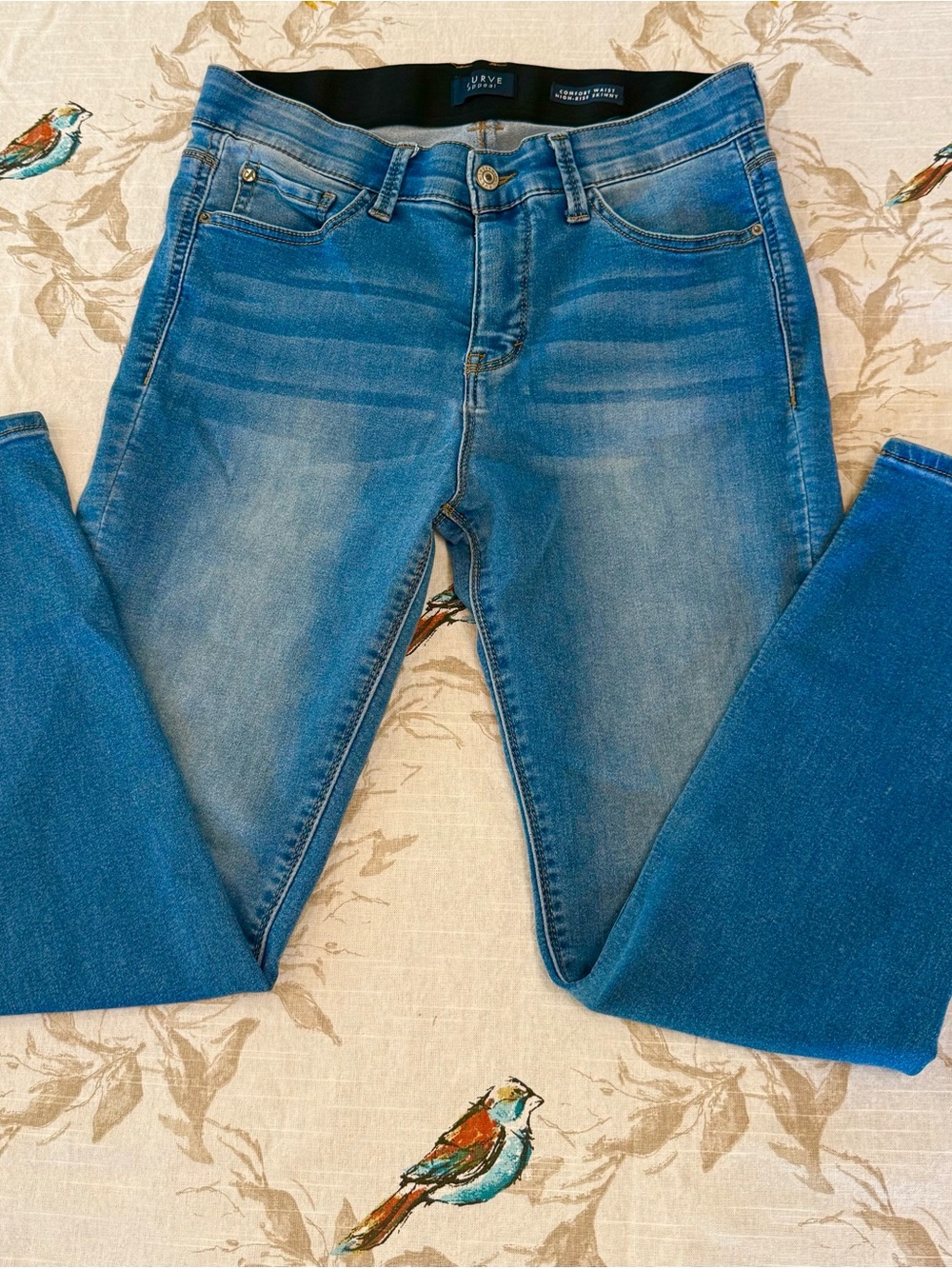 Women's Skinny Mid-Blue Stretch Jeans by Curve Appeal. Soft & Comfortable.